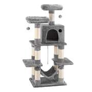 Cat Tree 145cm Tower Scratching Post Trees Scratcher Condo House Light Grey