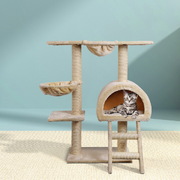 Cat Tree 100Cm Tower Scratching Post Scratcher House Trees Bed Beige