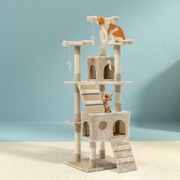 Cat Tree 180Cm Tower Scratching Post Scratcher Wood House Toys Beige