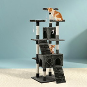 Cat Tree 180Cm Tower Scratching Post Scratcher Wood House Toys Grey