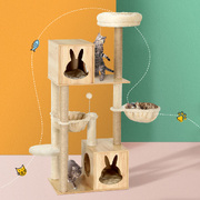 Cat Tree 141cm Tower Scratching Post Scratcher Wood Bed Condo Toys House Ladder