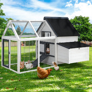 Chicken Coop Rabbit Hutch 166cm x 120cm x 112cm Large Chicken Coop House Run Cage Wooden
