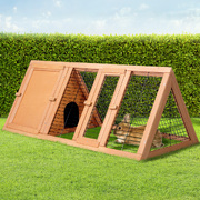 Rabbit Hutch & Chicken Coop - 119x51x44cm Wooden Cage with Large Outdoor Run