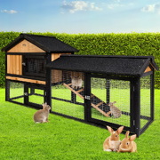 i.Pet Rabbit Hutch Hutches Large Metal Run Wooden Cage Waterproof Outdoor Pet House Chicken Coop Guinea Pig Ferret Chinchilla Hamster 165cm x 52cm x 8