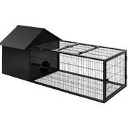 i.Pet Large Metal Rabbit Hutch - Black
