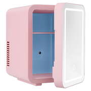 Mini Fridge Skincare & Beauty Cooler Warmer 4L Pink With LED Mirror 12V/220V