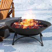 Bowl Firepit 2IN1 Steel Fire Pit Garden Outdoor Patio Fireplace Heater 70 Black