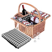 Outdoor Picnic Basket Set for 4 Persons with Insulated Blanket