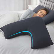 V-Shape Nursing Body Pillow Boomerang Support Cushion Grey