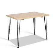 Dining Table 4 Seater 100 x 65cm Pine Wood Industrial Scandinavian Timber Metal Black Legs Brown Rectangular Tables 