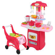 Kids Kitchen and Trolley Playset - Red