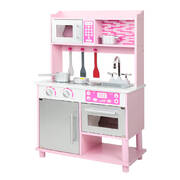 Kids Wooden Kitchen Play Set - Pink & Silver