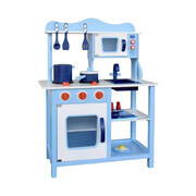 Kids Wooden Kitchen Play Set - Blue