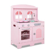 Kids Wooden Kitchen Play Set - Pink & Silver