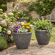 Toque Plastic Plant Pots 30cm Outdoor Garden Planter 2 Pcs With Drainage Holes