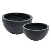 2X Plant Pots Plants Pot Stone Large Garden Indoor Outdoor Flower Planters Decor Dark Grey Round