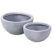 2X Plant Pots Plants Pot Stone Large Garden Indoor Outdoor Flower Planters Decor Grey Round