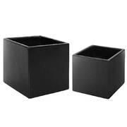 2X Plant Pots Plants Pot Stone Large Garden Indoor Outdoor Flower Planters Decor Dark Grey Square