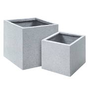 2X Plant Pots Plants Pot Stone Large Garden Indoor Outdoor Flower Planters Decor Grey Square