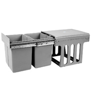 Pull Out Bin Kitchen Double Basket 2X15L Grey