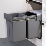 Pull Out Bin Kitchen Double Basket 2X20L Grey