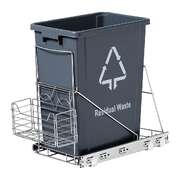 Pull Out Bin Kitchen Cabinet Slide Garbage Rubbish Bins Basket 40L Grey