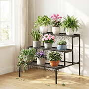 3-Tier Metal Plant Stand Corner Flower Rack Multiple Plant Holder Shelf