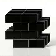 3D Peel and Stick Wall Tiles Self Adhesive Subway Backsplash 10 Sheets, Black