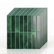 3D Peel and Stick Wall Tiles Self Adhesive LinearGrid Backsplash 10 Sheets, Green