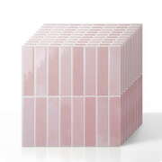 3D Peel and Stick Wall Tiles Self Adhesive LinearGrid Backsplash 10 Sheets, Pink