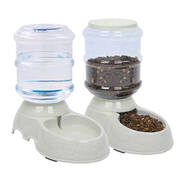 2 Pcs Automatic Pet Dog Cat Water Bowl Auto Food Feeder Bottle Dispenser Plastic