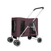 Pet Stroller Dog Cat Puppy Pram Carrier Brown