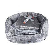 Pet Bed Set Dog Cat Quilted Blanket Grey M