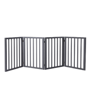 Wooden Pet Gate Dog Fence Foldable Barrier Door 4 Panel Grey