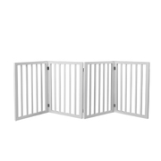 Wooden Pet Gate Dog Fence Foldable Barrier Door 4 Panel White