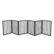  Wooden Pet Gate Dog Fence Safety Stair Barrier Security Door 6 Panels Grey