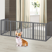  Wooden Pet Gate Dog Fence Safety Stair Barrier Security Door 6 Panels Grey