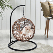 Rattan Cat Beds Elevated Puppy Wicker Hanging Basket Swinging Egg Chair