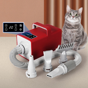 Pet Grooming Hair Dryer Dog Cat Hairdryer Speed Heater Low Noise 3200W Red