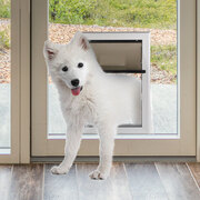 Aluminium Pet Access Door Dog Cat Dual Flexi Flap For Wooden Wall Large