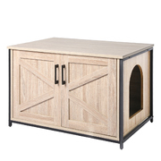 Enclosed Hooded Cat Litter Box Furniture Kitty Toilet Tray Pet House Table