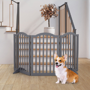  Wooden Pet Gate Dog Fence Safety Stair Barrier Security Door 3 Panels Grey