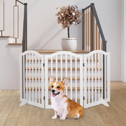  Wooden Pet Gate Dog Fence Safety Stair Barrier Security Door 3 Panels White