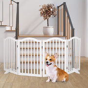  Wooden Pet Gate Dog Fence Safety Stair Barrier Security Door 4 Panels White