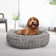  Calming Dog Bed Warm Soft Plush Sofa Pet Cat Cave Washable Portable Grey M