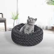  Calming Dog Bed Warm Soft Plush Pet Cat Cave Washable Portable Dark Grey S