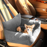 Pet Car Booster Seat Dog Protector Portable Travel Bed Removable Grey M