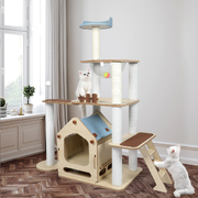 Cat Tree Scratching Post Scratcher Cats Tower Wood Condo Toys House 138cm