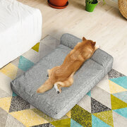 XL - Waterproof Memory Foam Pet Bed (Chew Proof, Grey)