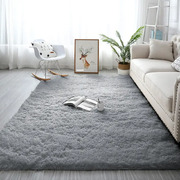 Cozy Nordic Dreams: Fluffy Polyester Rectangular Carpet for Your Bedroom Haven
